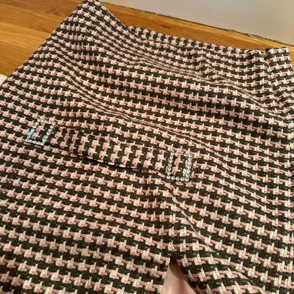 Kicky pink taupe and cream wool blend knee length skirt w pink silk lining - Picture 8 of 13